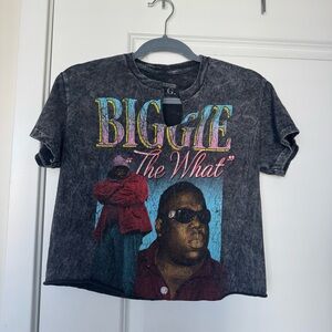 Vintage Acid Wash Graphic Tee Biggie Design Crop Top